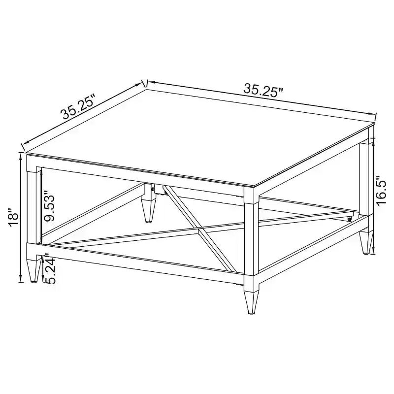 Square Tempered Mirror Acrylic Coffee Table