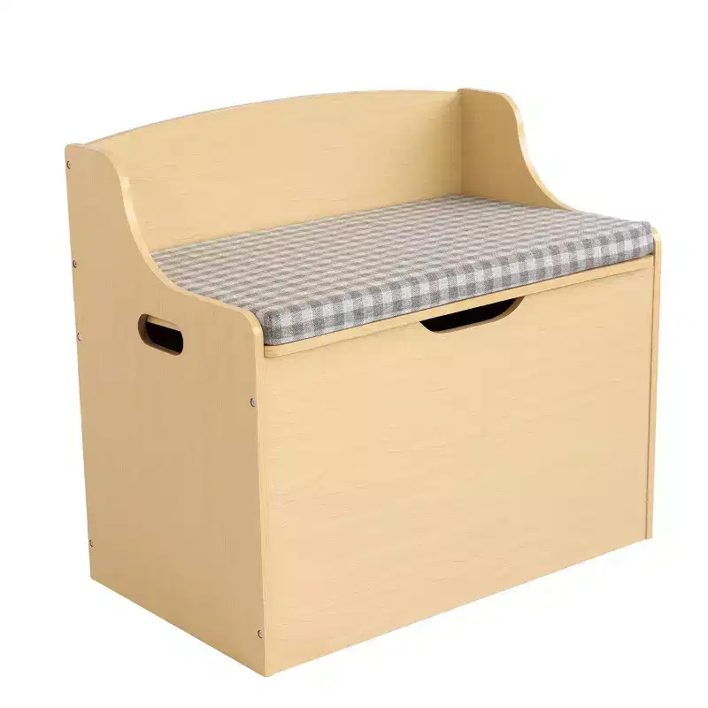Kids' Hinged Toy Chest Wood: MDF Frame, Steel Hardware, Bin Shelves, 1 Drawer, 1 Shelf