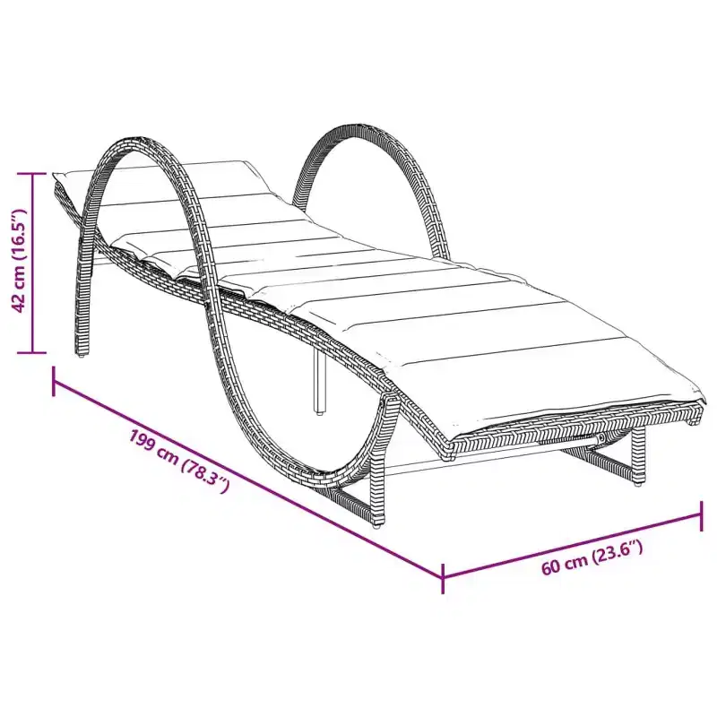 vidaXL Sun Lounger Black, Cream White PE Rattan, Powder-Coated Steel Large