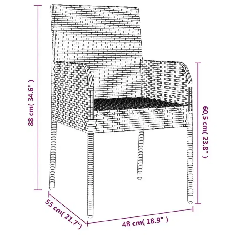 vidaXL Garden Dining Set Grey PE Rattan UV-resistant materials