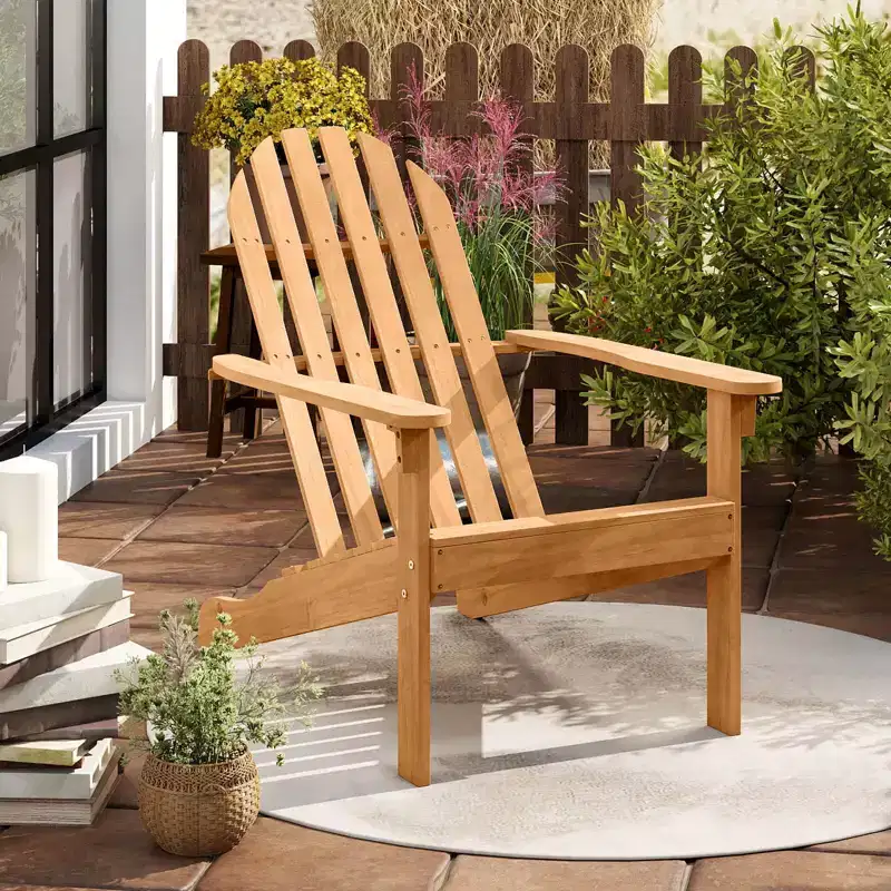 Costway 1/2/4 PCS Patio Adirondack Chair with Inclined Seat High Backrest for Porch Backyard Poolside