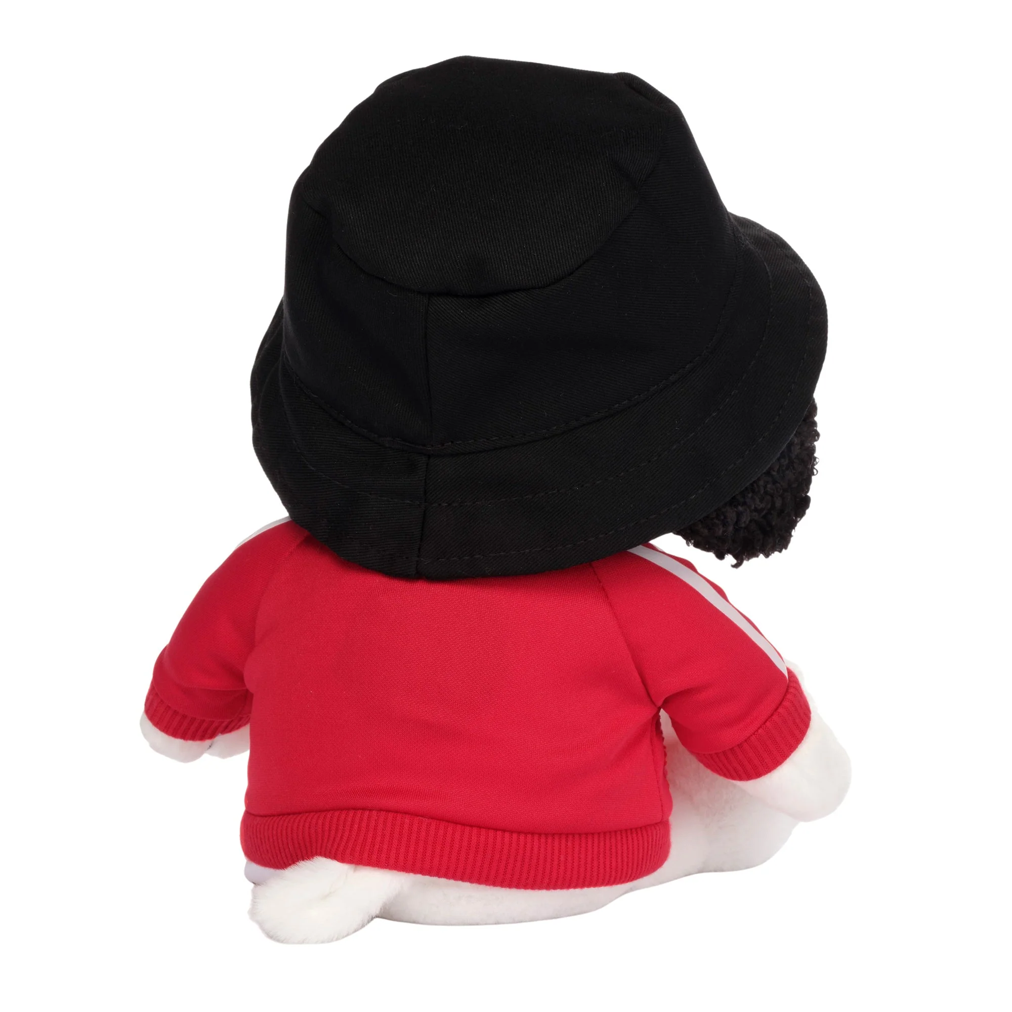 White Dog Plush with Bucket Hat and Track Jacket