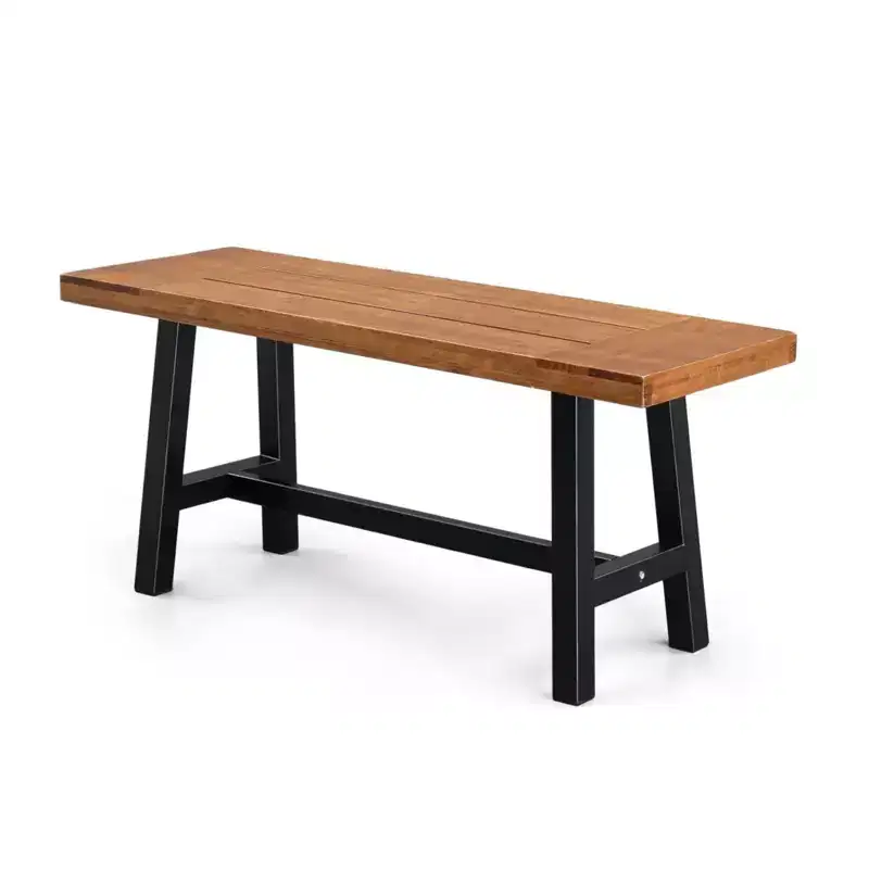 Karl Home | 40-In Solid Wood Metal-Based Patio Bench