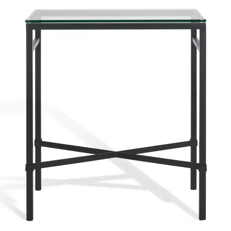 Viggo Glass Side Table - AMH8300 - Black - Safavieh Couture