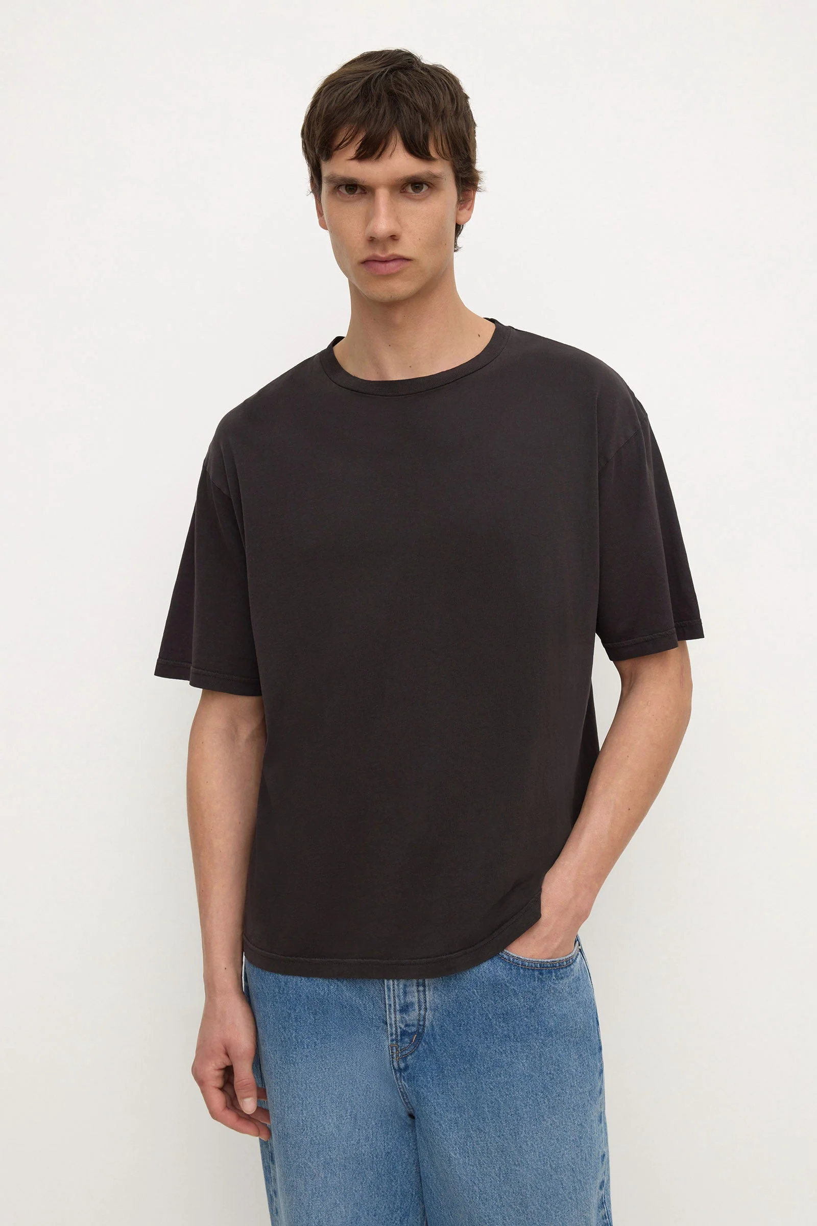 Washed Black Cotton Hemp Tee