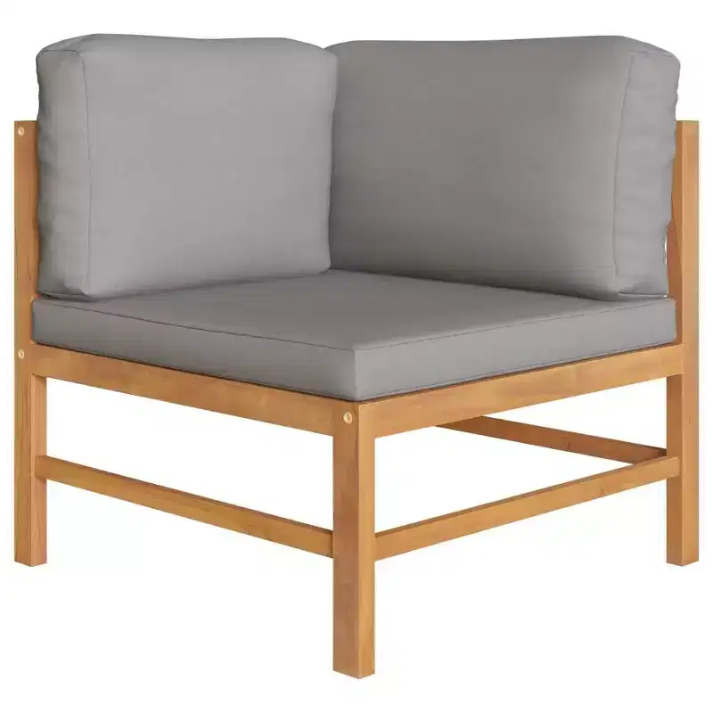 vidaXL Garden Bench Dark grey cushions and natural teak wood Teak hardwood