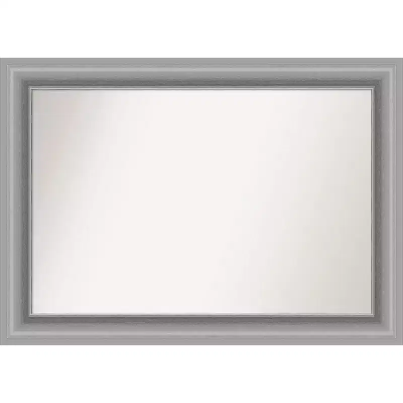 42 x 30 Non-Beveled Peak Polished Nickel Wall Mirror - Amanti Art: Includes Mounting Hardware