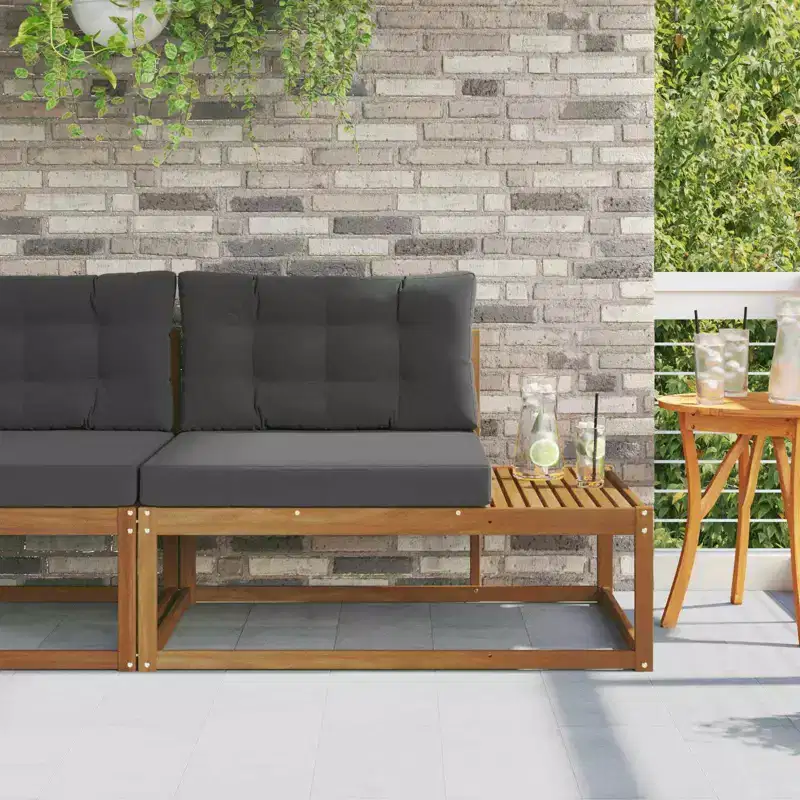 vidaXL Outdoor End sofa with Cushion Natural 45.28 x 32.68 x 28.74 in