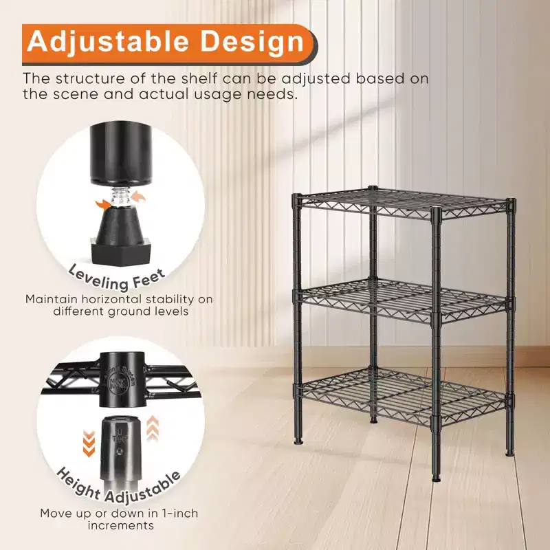 5-Tier Adjustable Metal Wire Storage Rack - Heavy Duty Organizer for Kitchen, Pantry, Garage, Bathroom & Laundry