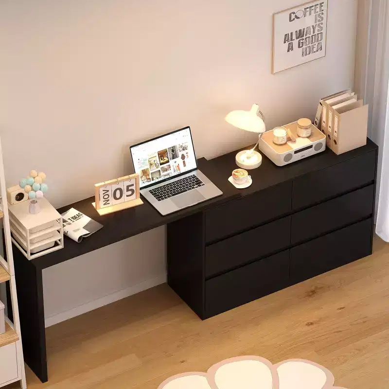 Convertible Makeup Vanity Desk with 6 Drawers Study Computer Desk White