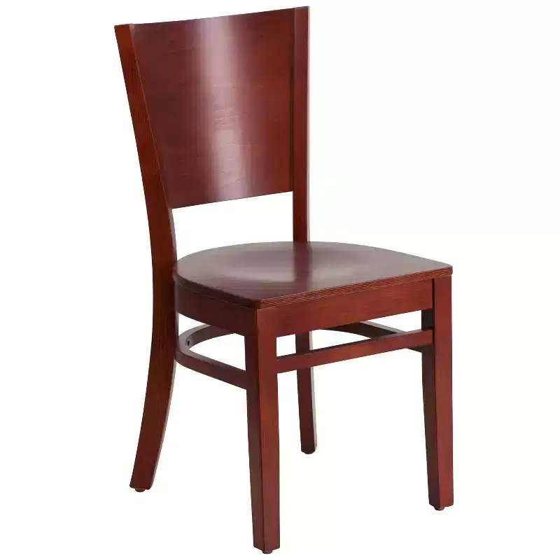 2 Pack Solid Back Wooden Restaurant Chair