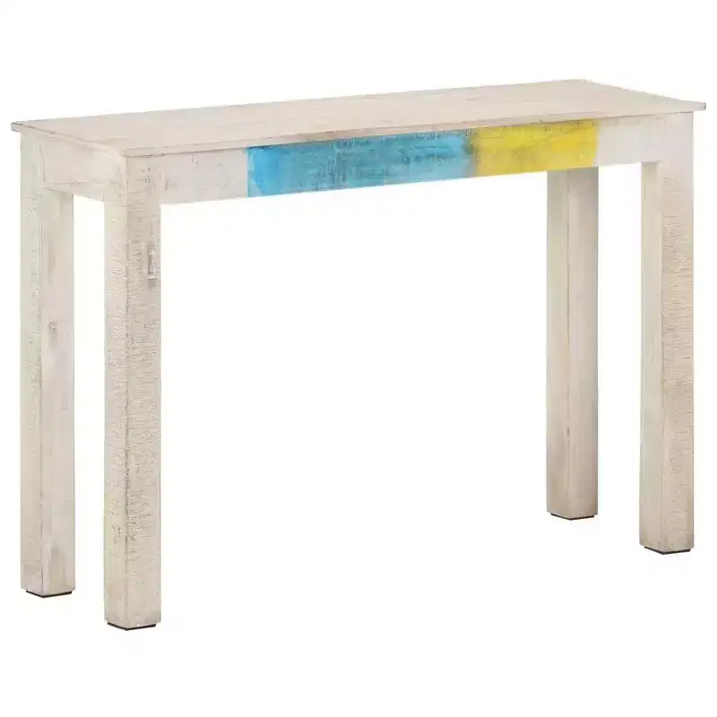 White Rustic Console Table, Mango Wood, Multicolor Accent, 1-Person Assembly