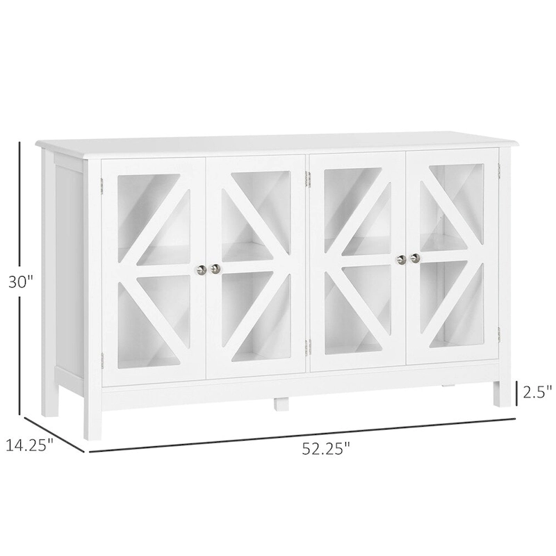Buffet Cabinet with Tempered Glass Doors and Adjustable Shelf