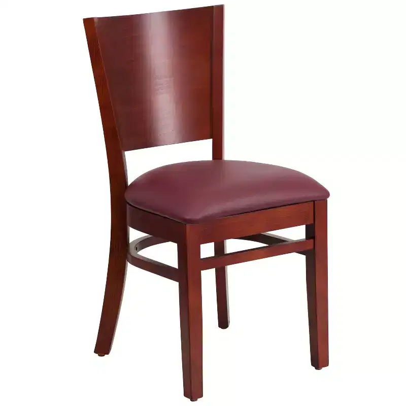2 Pack Solid Back Wooden Restaurant Chair