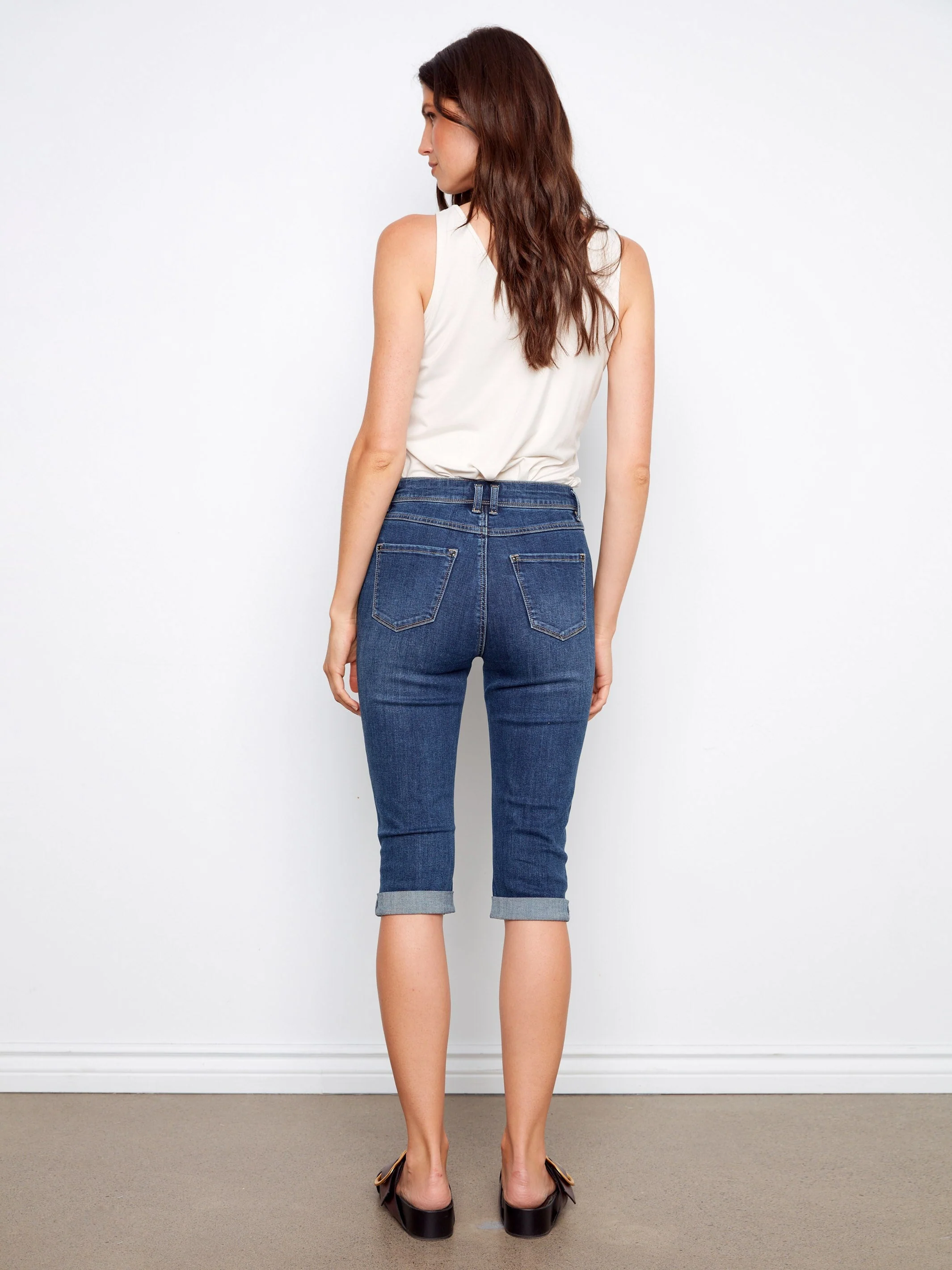 Stretch Denim Pedal Pushers - Indigo