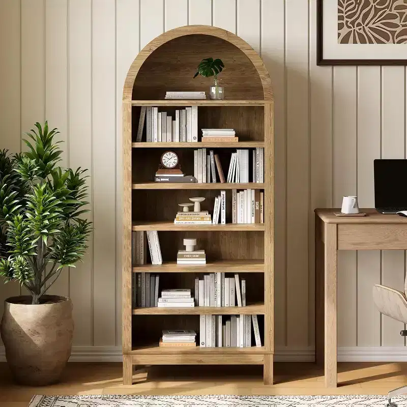71 Arched Shoe Cabinet, 7-Tier Adjustable Shoe Rack with Open Shelves, Entryway Organizer