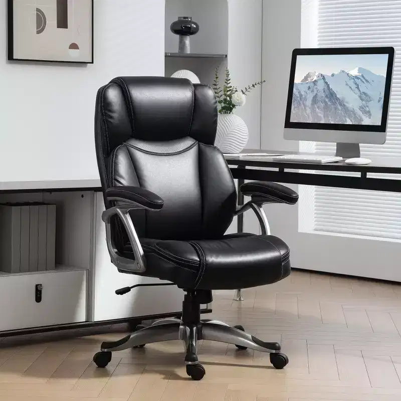 HOMCOM Executive Office Chair with Tilt Function, PU Leather High Back Desk Chair, Swivel Computer Chair with Adjustable Height