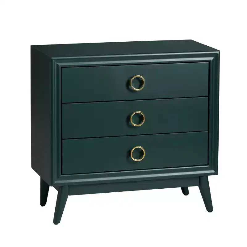 Green Solid Wood 3-Drawer Accent Chest