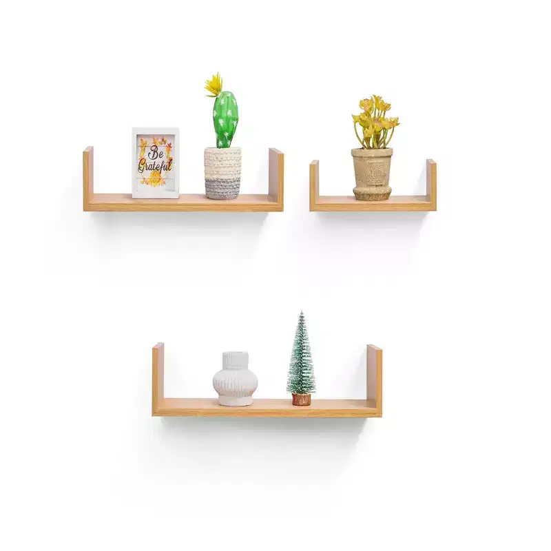 14 Maple Floating Shelf C invisible-bracket wood wall mount, perfect bathroom/bedroom/kitchen dcor or book/plant display, easy install.