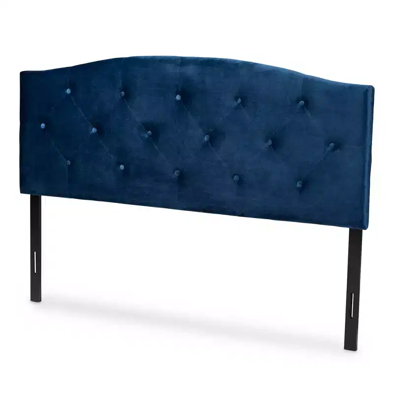 Velvet Fabric Upholstered Headboard, Queen Size
