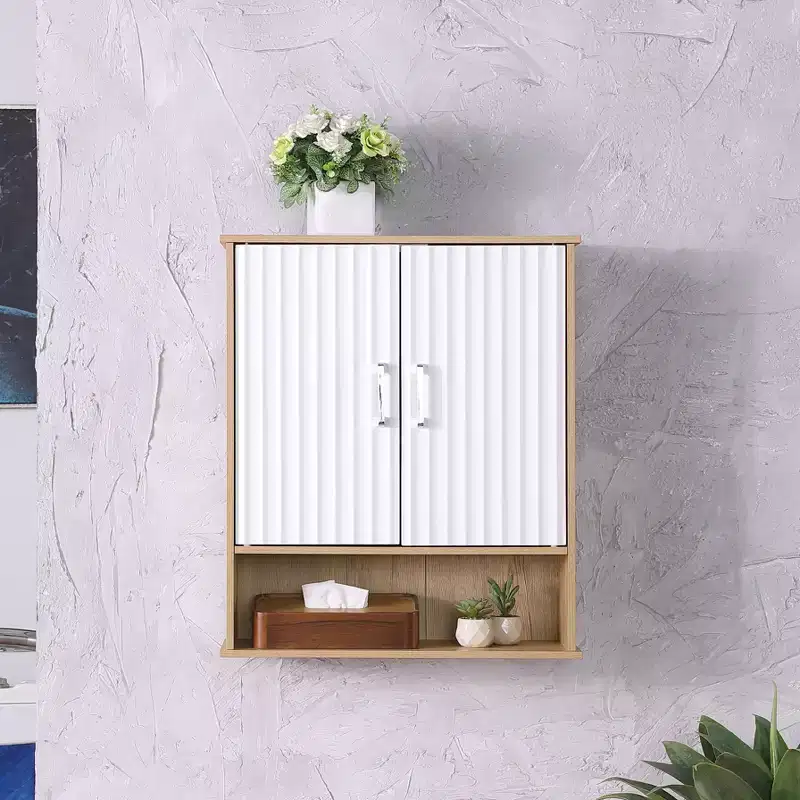 Leona Modern 23.6'' Wall Mounted Bathroom Cabinet with Patterned Doors and Adjustable Shelf