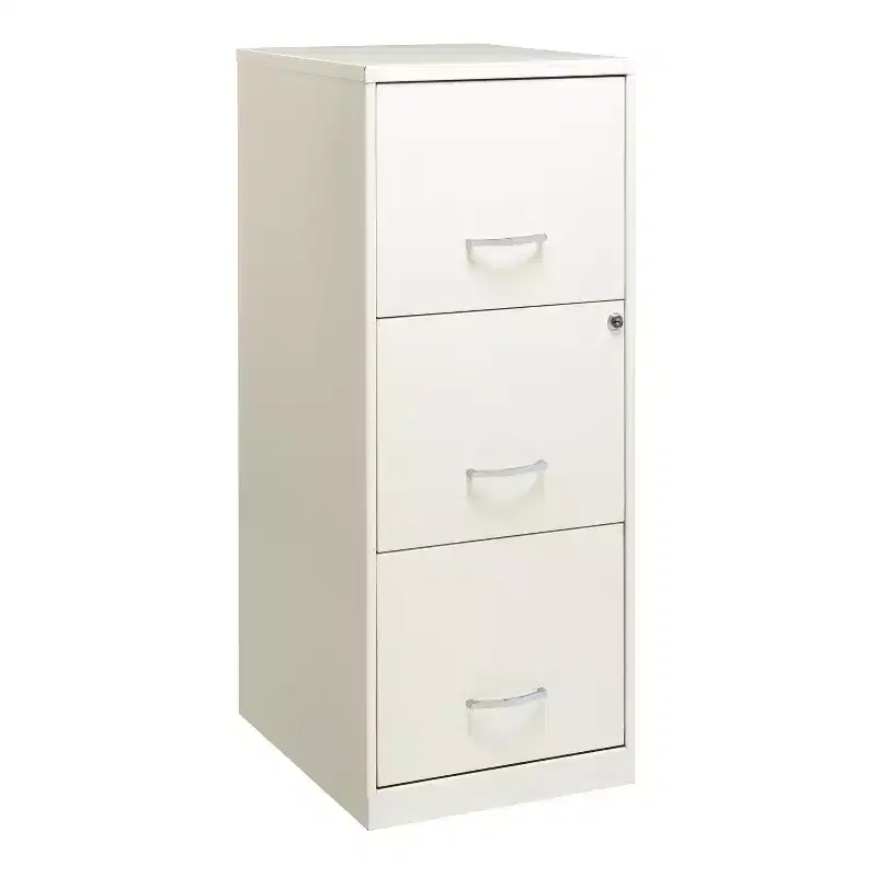 3 Drawer Vertical File Cabinet, Letter Width, Pearl White