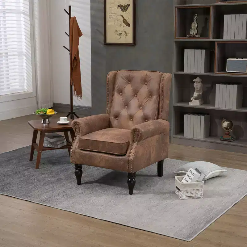 Lounge Chair, Wood Frame Armchair with Removable Cushion, Modern Accent Chair Leisure Chair Compatible with Living Room , Bedroom