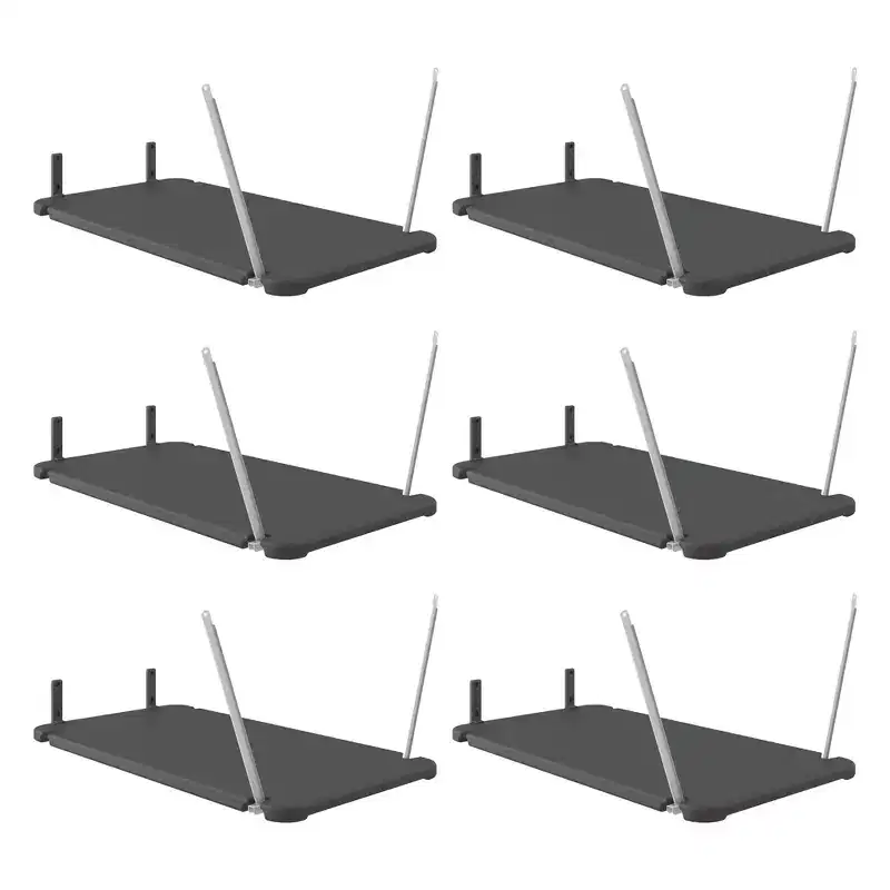6 Pack Vertical Shed Shelf, Space-Saving Hanging Outdoor Storage, Black