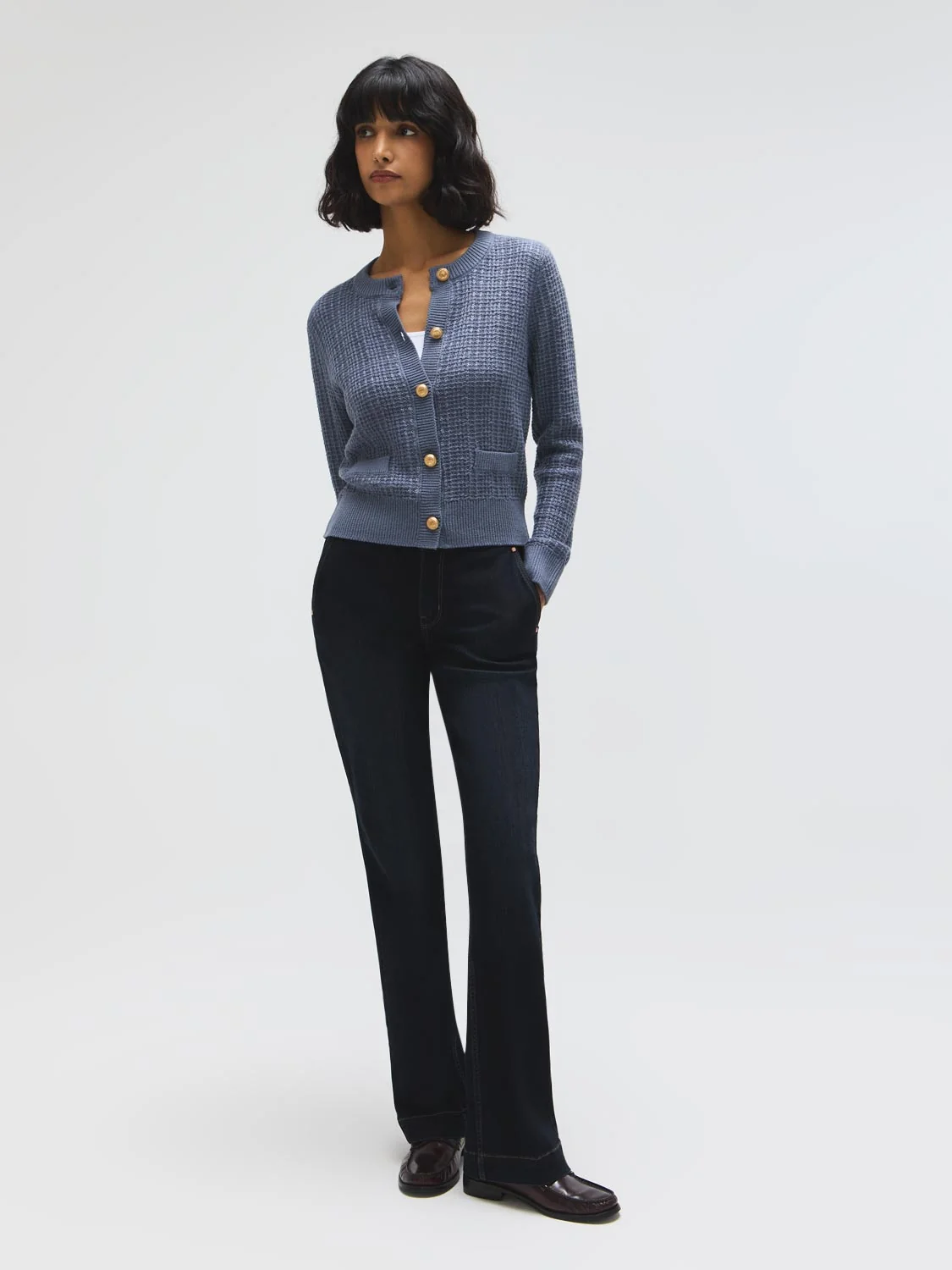 Cotton Blend Button-Front Cardigan
