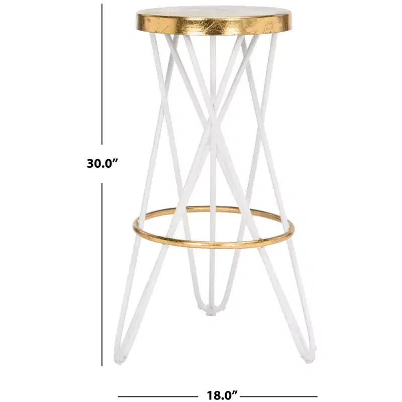 Gold Leaf Bar Stool, White & Gold