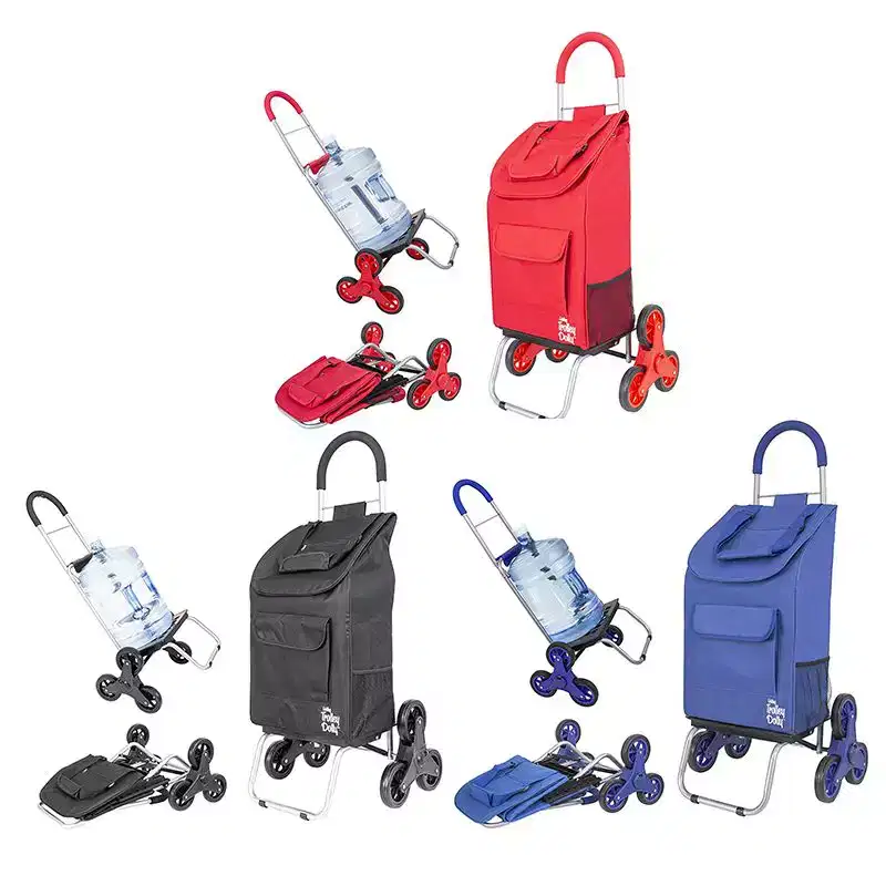 dbest products Stair Climber Trolley Dolly Folding Grocery Cart 3 Wheels Heavy Duty Shopping Hand Truck 39 inch Handle Height
