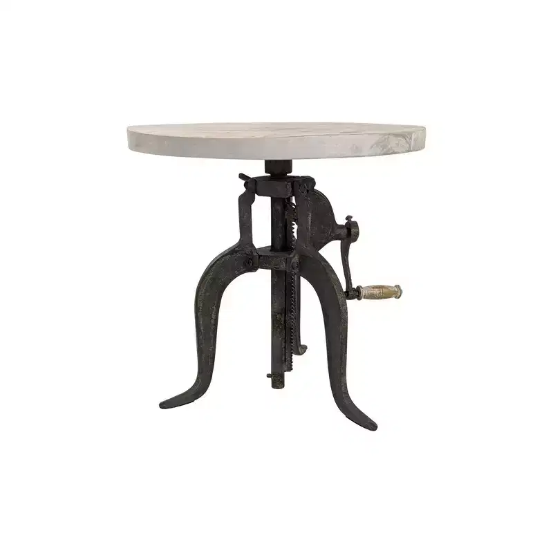 Adjustable Crank Accent Table – Natural Driftwood/Aged Iron, Mango Wood Top