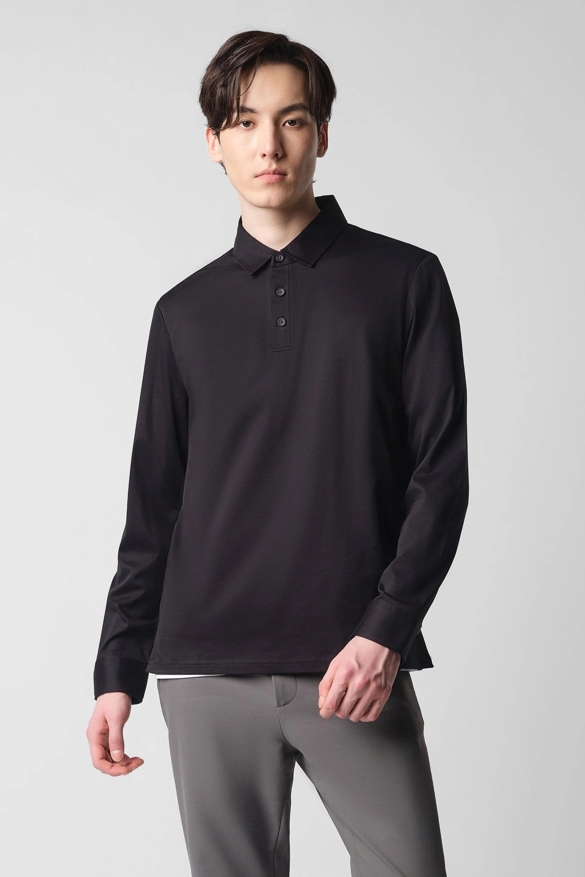 Long Sleeve Polo – Black