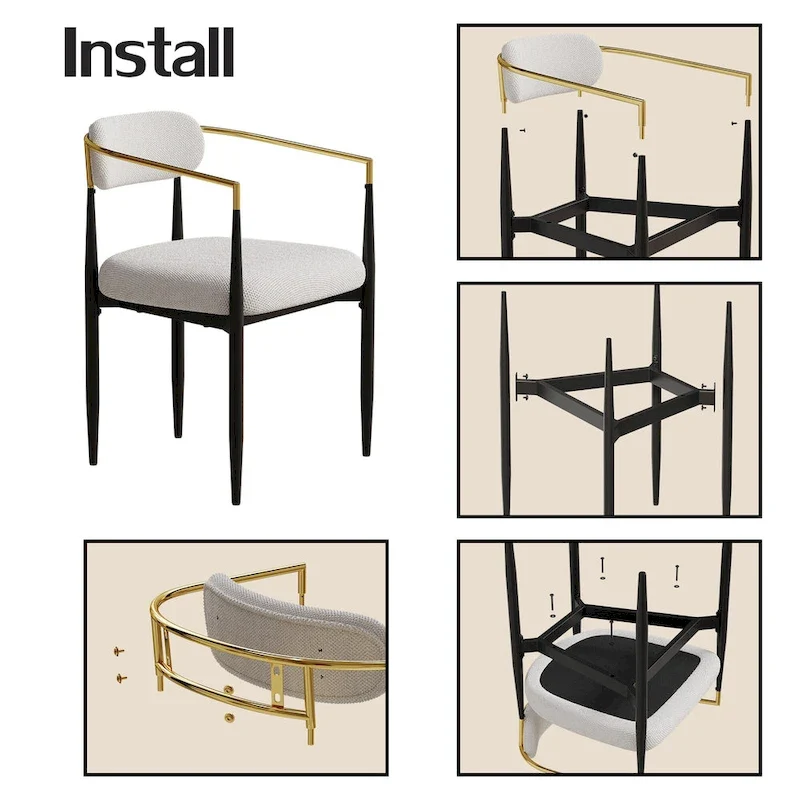 Set of 2 Modern Medieval Dining Chairs,Teddy Velvet, Metal Legs