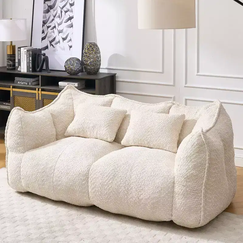 TUYOHW Bean Bag Chair with Armrest, High-Resilience Foam Floor Sofa for 2, Comfy Lazy Sofa Chair for Modern Living Room Seating