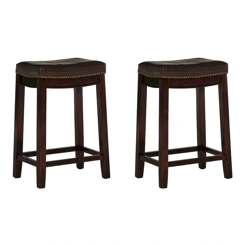 Linon Willamette Faux Leather Bar Stool (Set of 2) - Counter Height