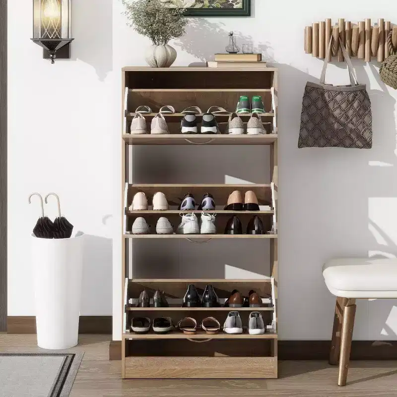 3-Drawer Shoe Storage Cabinet with Flip-Top Drawers & 2-Tier Shelves, 47.2