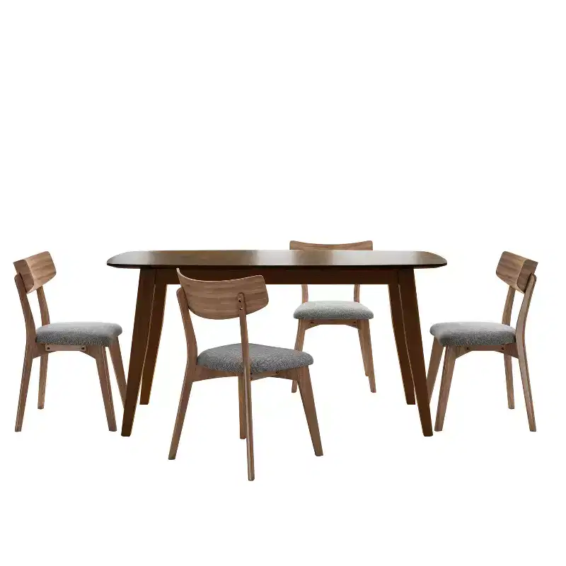 Christopher Knight Home Shania 5 Piece Mid-century Modern Rubberwood Upholstered Dining Set