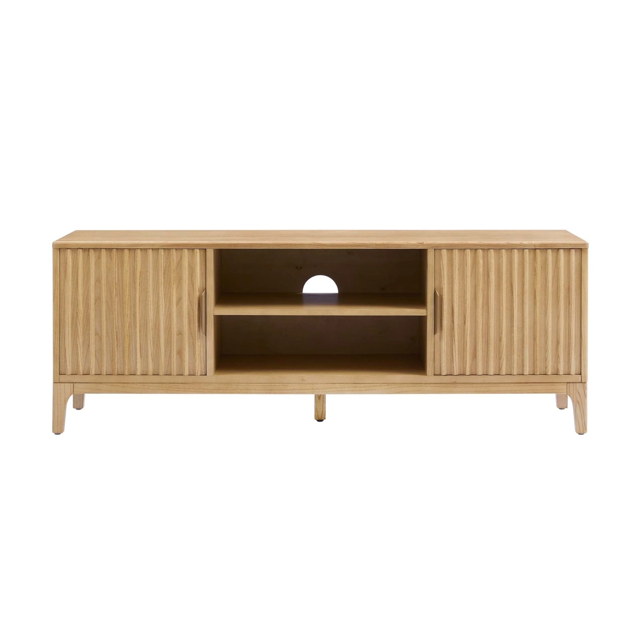 Scandi Light Wood Veneer TV Unit with Sleek Design for TVs up to 60 Inch for Living Room