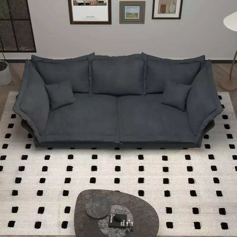 Modern Comfy Upholstered Sofa Cloud Couch, Deep Seat Couches with Multiple Large Sofa Pillows Gray