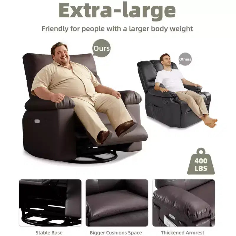 37.4 PU Leather Power Lift Recliner Chair, Adjustable Recliner, 1.5X Sponge Filling, Seat Width, Cup Holders, Ergonomic Single Sofa