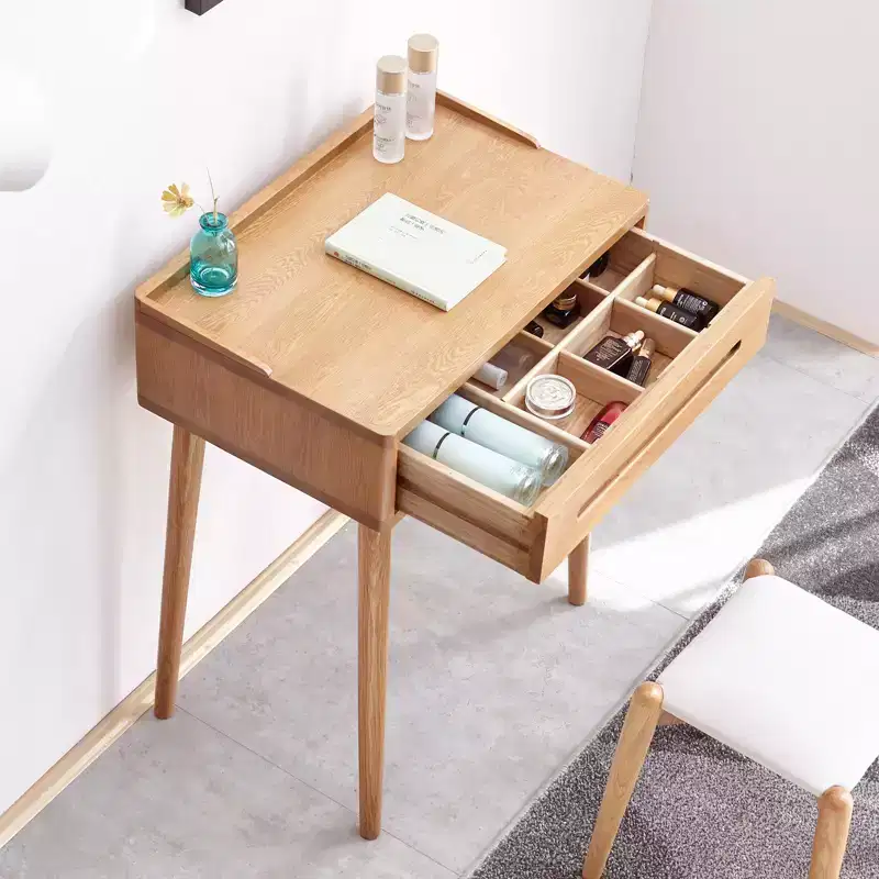 Modern Wooden Dressing Table with Storage Drawers, Removable Shelves, and Raised EdgesMinimalist Design for Living Rooms