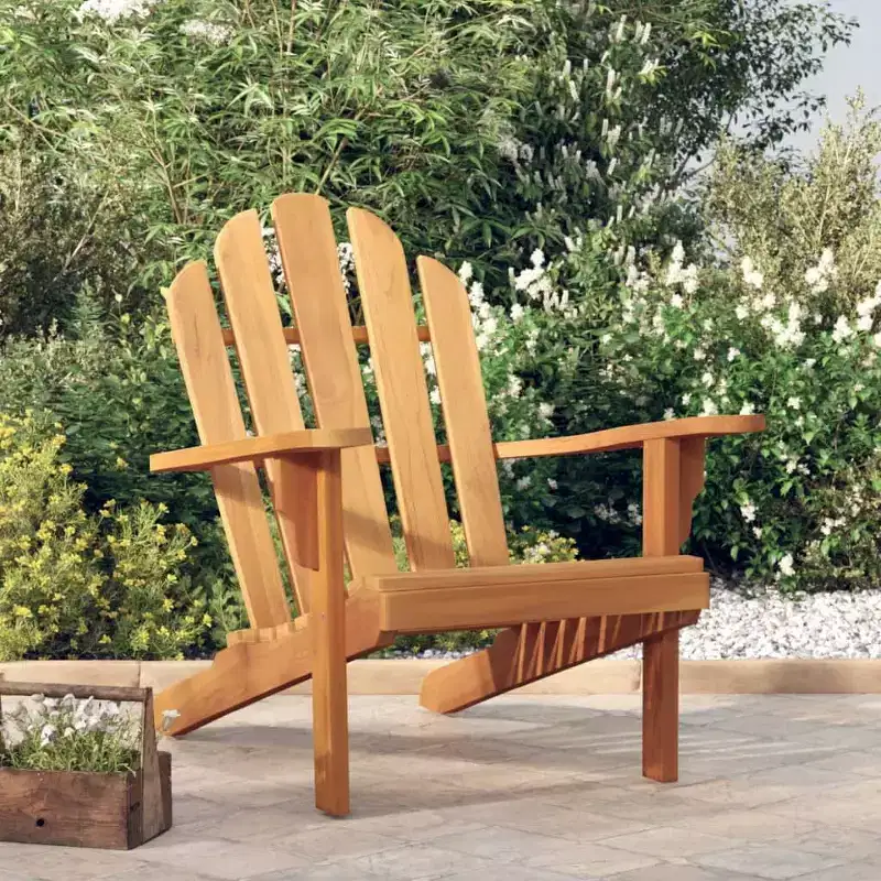 vidaXL Garden Adirondack Chair - Solid Teak Wood - Finish - Outdoor Seating