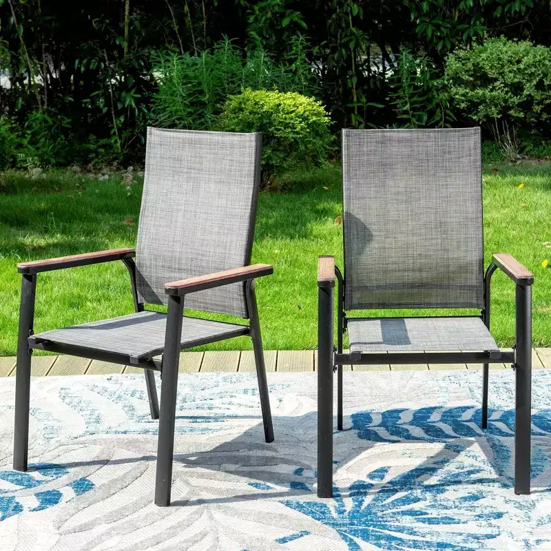 3pc Patio Dining Set with Small Round Table & Lightweight Sling Chairs - Captiva Designs: Outdoor Bistro, Balcony-Compatible