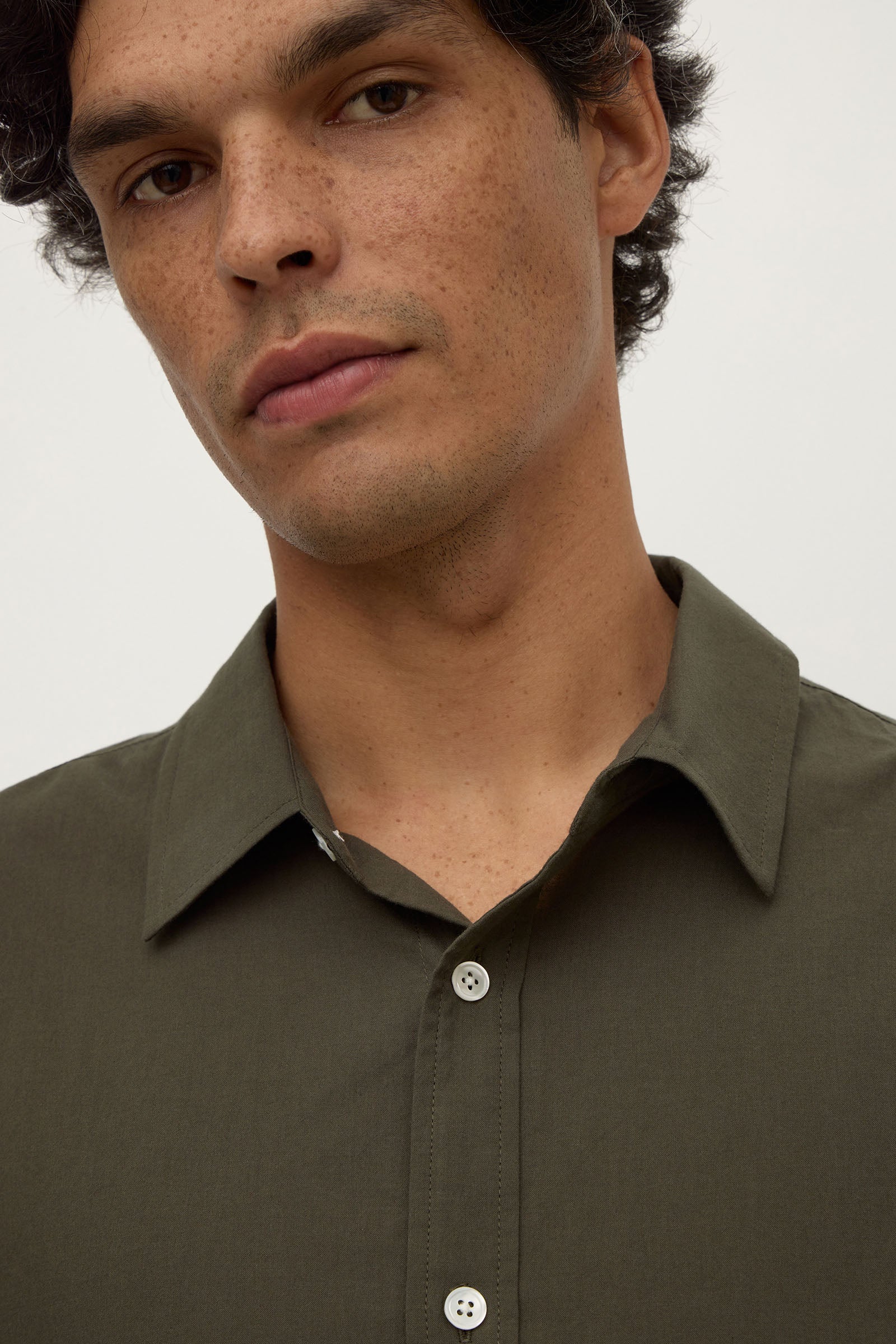 Dark Military Cotton Voile Long Sleeve Shirt