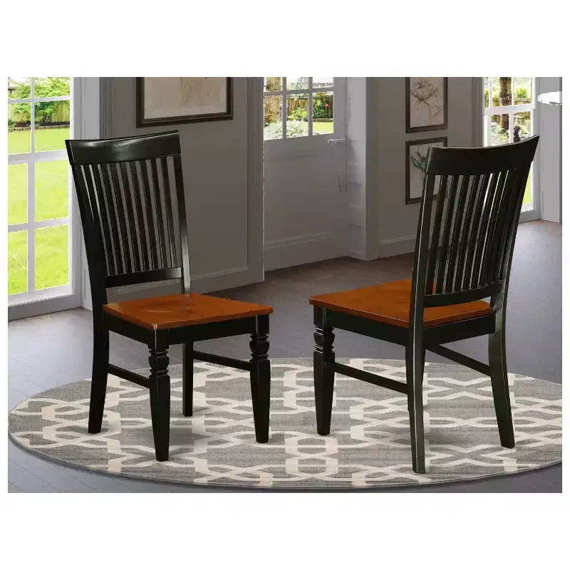 HomeStock Renaissance Rhapsody Dining Wood Seat Chair with Slatted Back