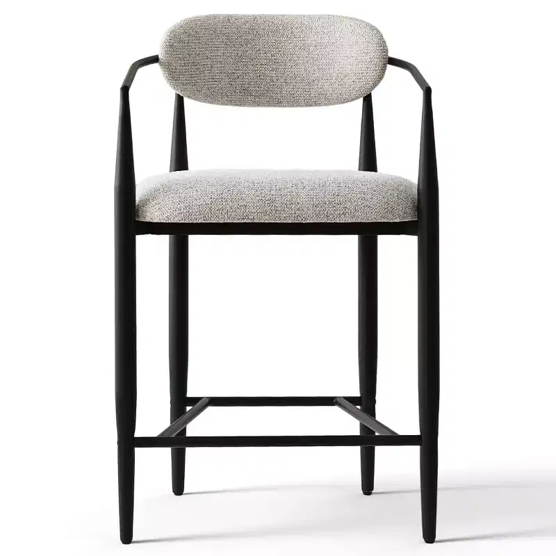 Set of 4 Modern Upholstered Counter Height Bar Stool with Tapered Black Metal Legs, Spacious Seat for Kitchen Island or Home Bar-Panipeachy