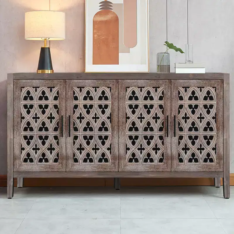 Credenza Sideboard Kitchen Storage Cabinet, TV Cabinet with Adjustable Shelf, Pantry Cabinet for Kitchen Dining Room