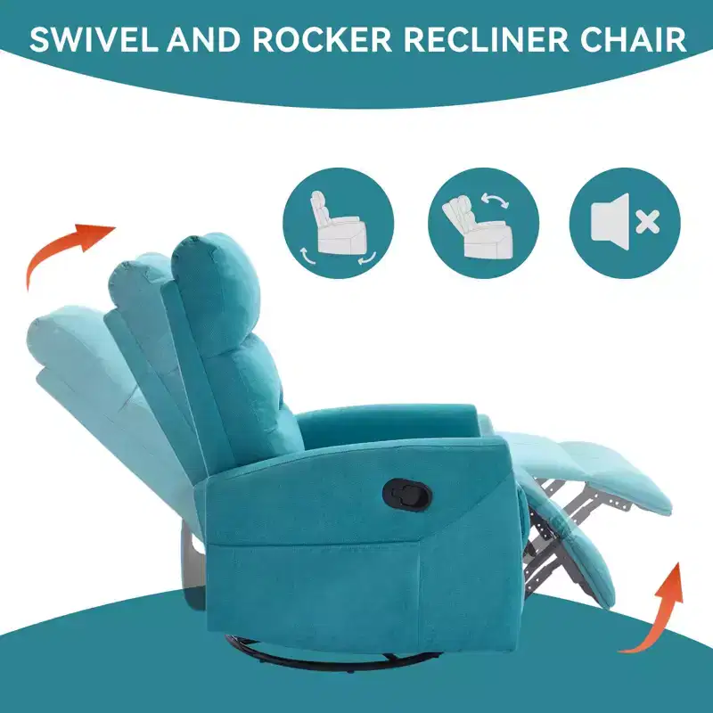 360 Swivel Rocking Recliner Chair, Upholstered Fabric Accent Chair