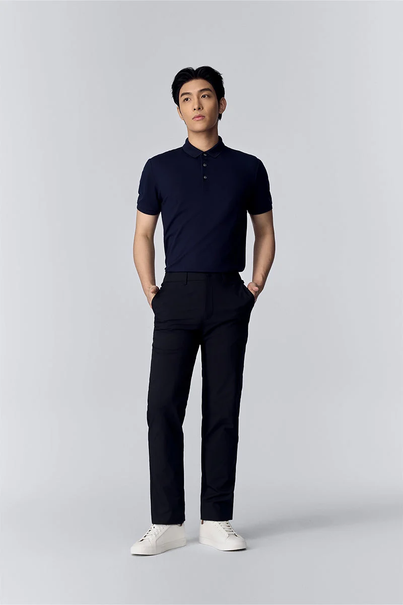 3-Button Pique Polo – Navy